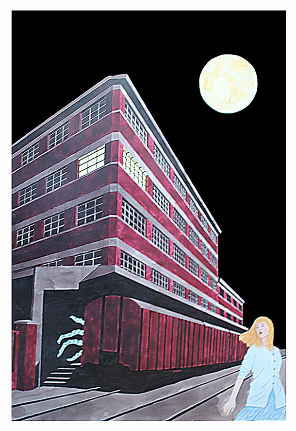 dessin à l'encre crayons et collage